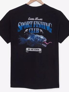 Eddie Brock's Sport Fishing Club Graphic Tee - Black with Blue Fish
